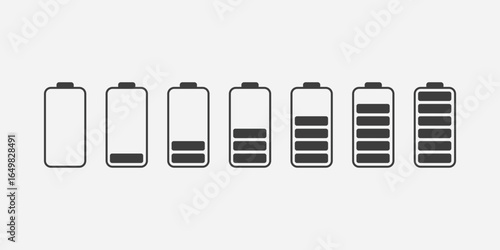 Battery Level Indicator Icons – Power Status Charge Symbols Vector