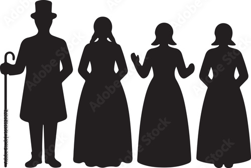 Carol singers silhouette vector illustration design