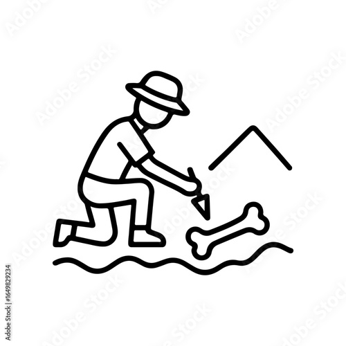 Line icon archaeologist at excavations vector on white background
Vector line icon on white background