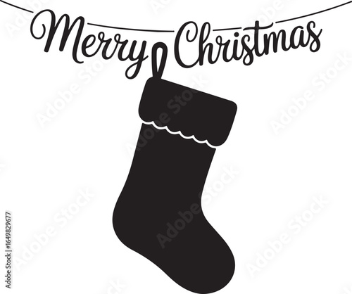 Christmas stockings hanging silhouette vector illustration design 