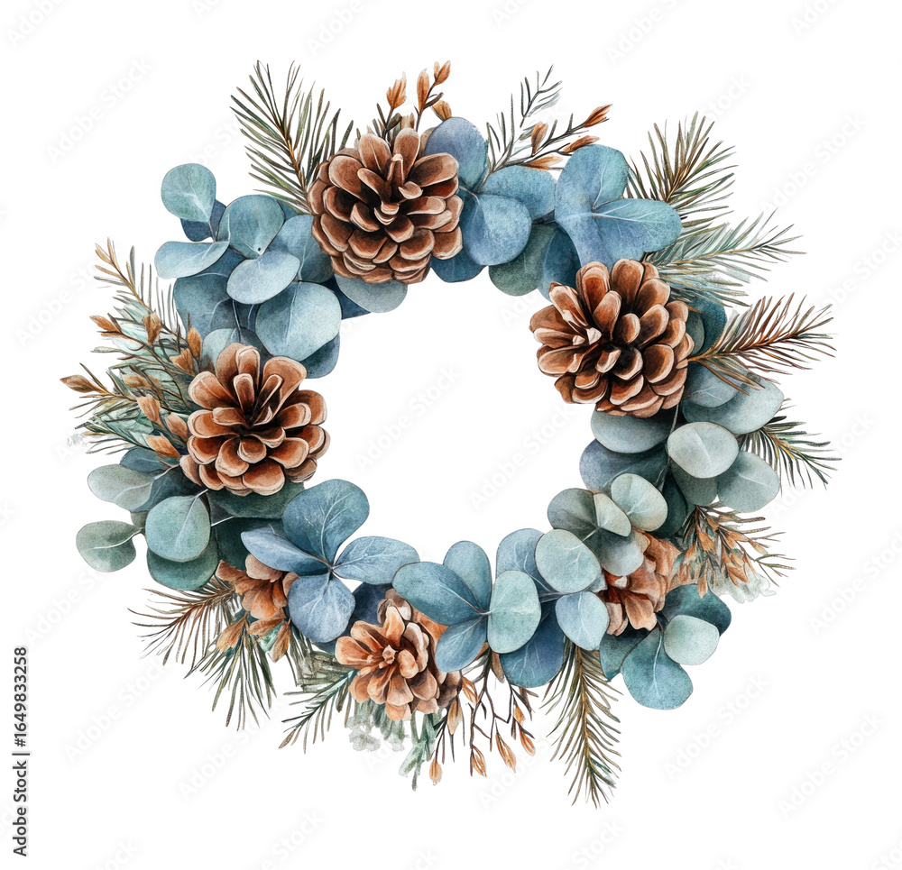 Fototapeta premium PNG Wreath illustration eucalyptus botanical.