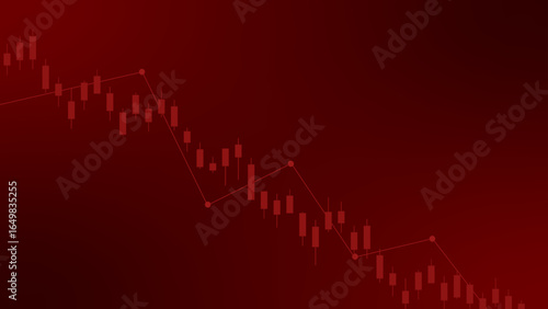 Red candlestick chart on dark red background showing a consistent downward trend