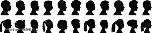 Group young people. Profile silhouette faces boys and girls set, man and woman – for stock 
