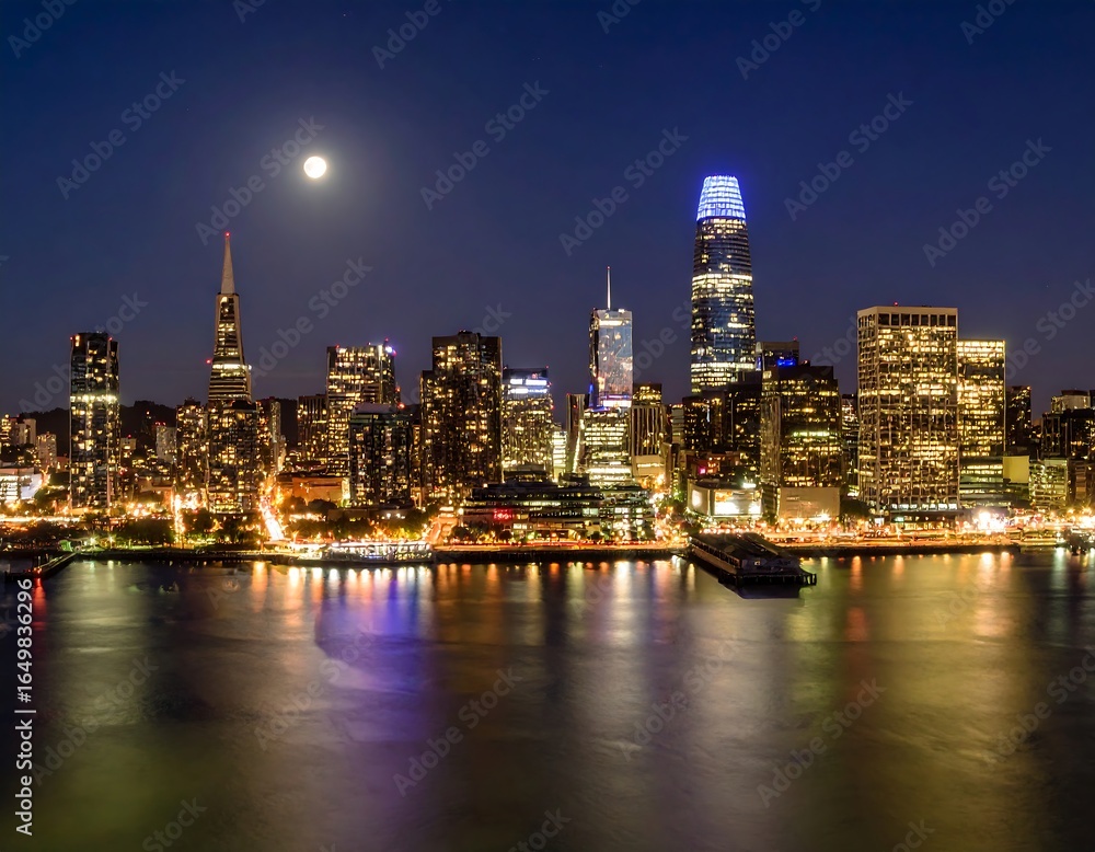 Fototapeta premium Night cityscape panorama