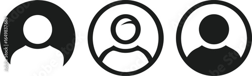 User avatar icon, profile symbol in outline and solid style, flat person icon 