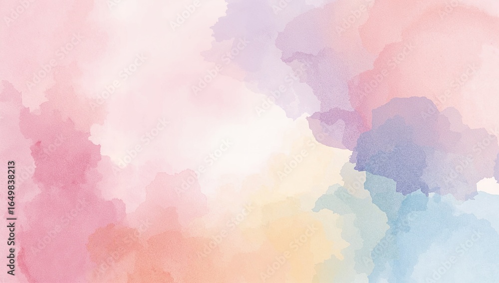 Obraz premium pastel watercolor background, dreamy abstract art, soft color blend, watercolor pastel tones, light artistic backdrop, airy watercolor wash, smooth pastel gradient, ethereal watercolor design