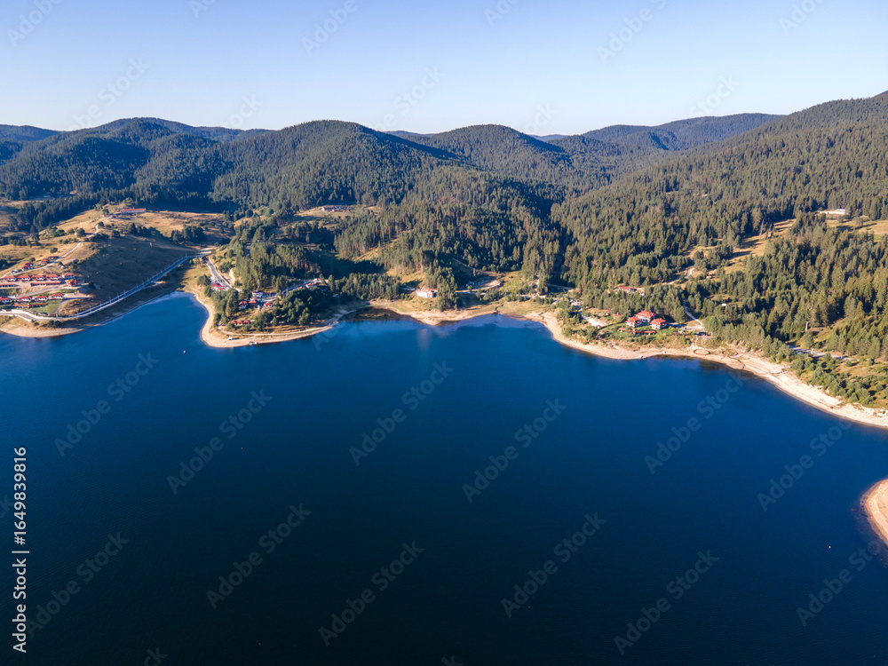 Fototapeta premium Summer view of Dospat Reservoir, Bulgaria