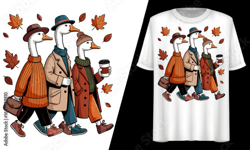 Just a Cozy Goose, Fall Outfit Autumn, T-Shirt Design.
