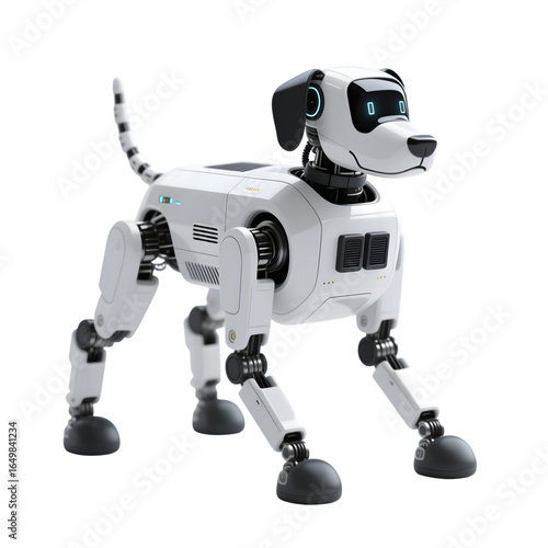 3d robot dog icon in white transparent png background cutout	
