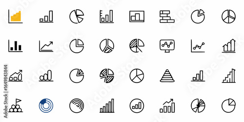 Illustration of various chart types including bar graphs pie charts and line graphs for data visualization
