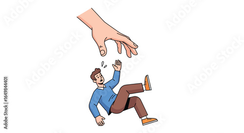 Illustration of a Hand Reaching to Help a Falling Person