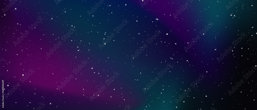 Fototapeta premium Violet tinted night sky filled with sparkling stars and magical cosmic dust. Elegant astronomical background ideal for wallpapers, posters or celestial themed graphics.