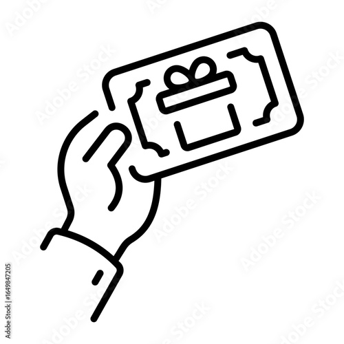 A linear style icon representing gift coupon