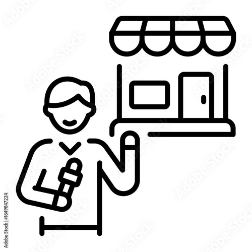 An outline style icon depicting paid promotion