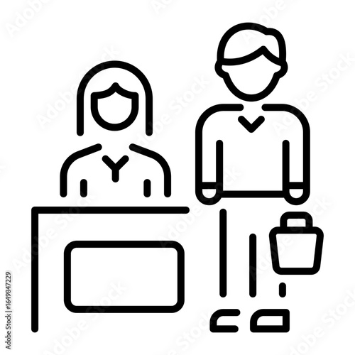 A line style icon showing store counter