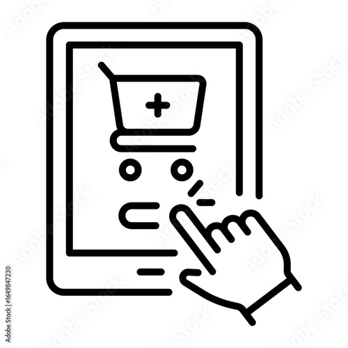 A linear style icon representing add to cart