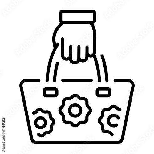 A linear style icon representing handbag
