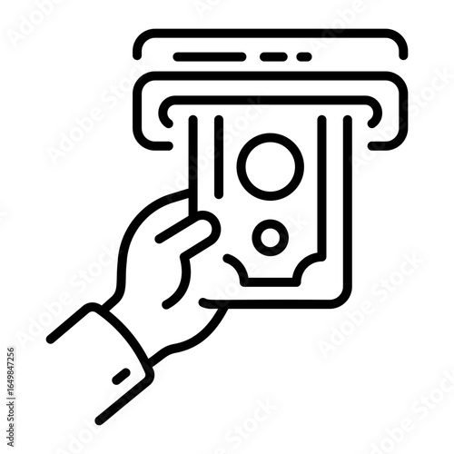 A line style icon showing withdrawal