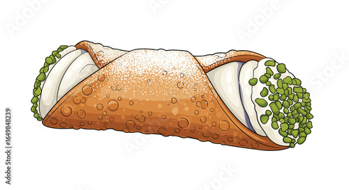 Delicious Sweet Cream Filled Italian Cannoli Dessert Isolated on Transparent Background