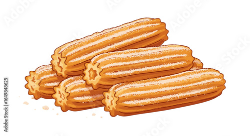 Sweet Cinnamon Sugar Churros Delicious Fried Dough Pastry Isolated on Transparent Background Treat