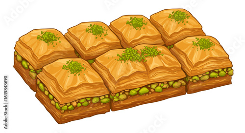 Delicious Pistachio Baklava Dessert Sweet Pastry Treat Isolated on Transparent Background for Food Photography and Advertising