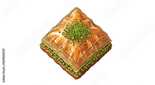 Delicious Pistachio Baklava Sweet Pastry Isolated on Transparent Background Ready for Use