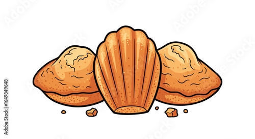 Delicious French Madeleine Cakes Sweet Pastry Baked Treat Isolated on Transparent Background for Culinary Designs