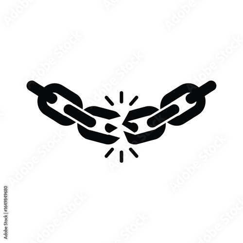  Broken chain link symbol representing disconnection and failure