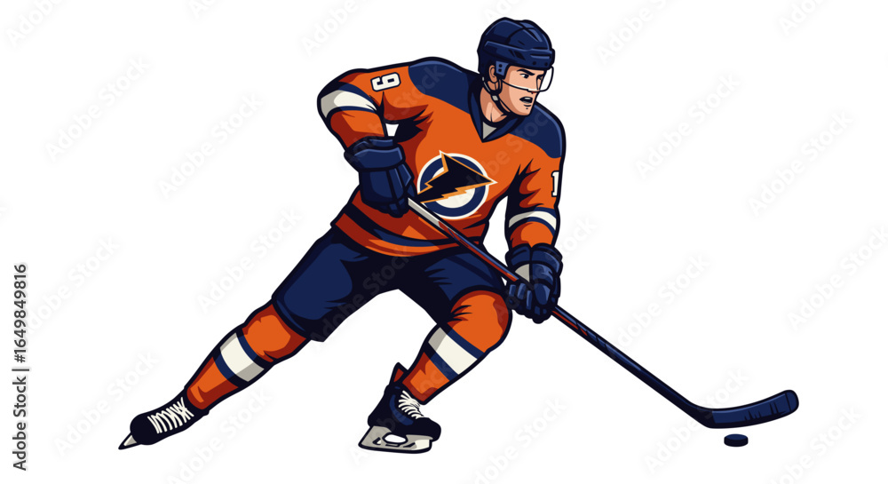 Obraz premium Dynamic Hockey Player Action Shot Ready for Sport Design Projects Isolated on Transparent Background