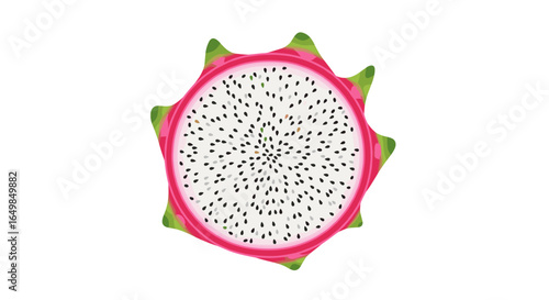 Vibrant Dragon Fruit Slice Healthy Exotic Tropical Food Isolated on Transparent Background