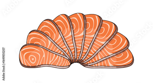 Vibrant Slices of Fresh Salmon Arranged Artfully Isolated on Transparent Background for Culinary Inspiration