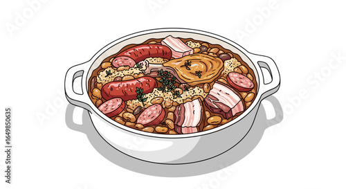 Delicious Feijoada Brazilian National Dish with Meat and Beans Isolated on Transparent Background