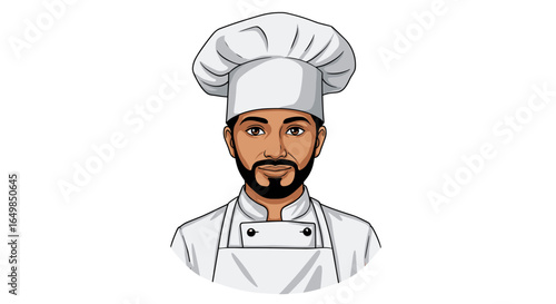 Skilled Culinary Chef Man with Beard and Cap Presenting Delicious Food Isolated on Transparent Background