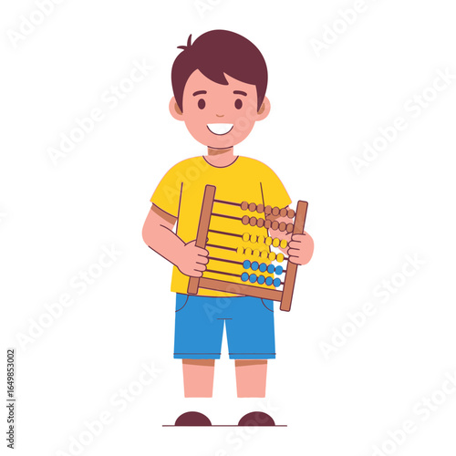 Young Scholar with Abacus: A smiling young student proudly presents an abacus, ready to embrace the learning journey through numbers, a perfect embodiment of curiosity and early education.