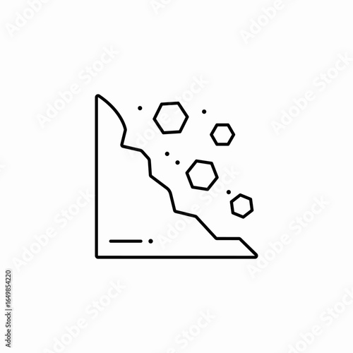 earthquake emergency falling stones icon sign vector