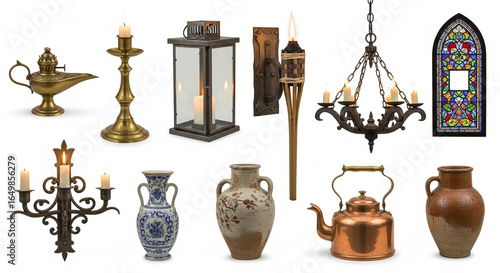 set of old fashioned objects