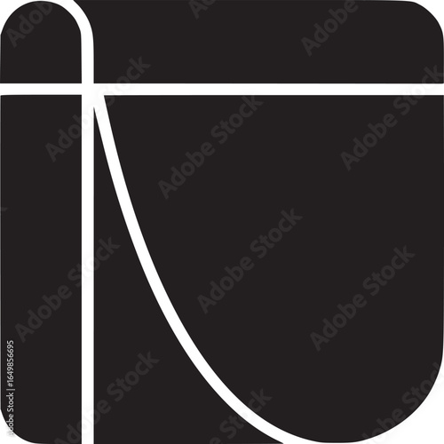Abstract black shape with white lines and rounded corners on a white background in simple design