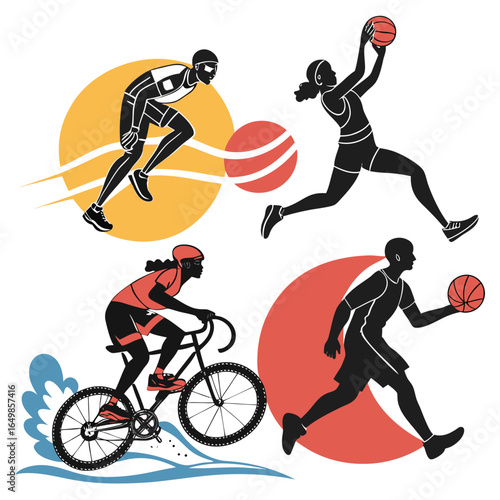 Vector Silhouettes of Athletes in Motion – Running and Sports Illustration
