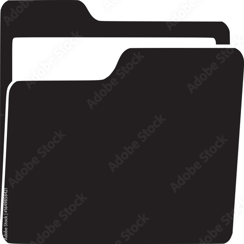 A simple black folder icon on a white background representing data storage and file organization