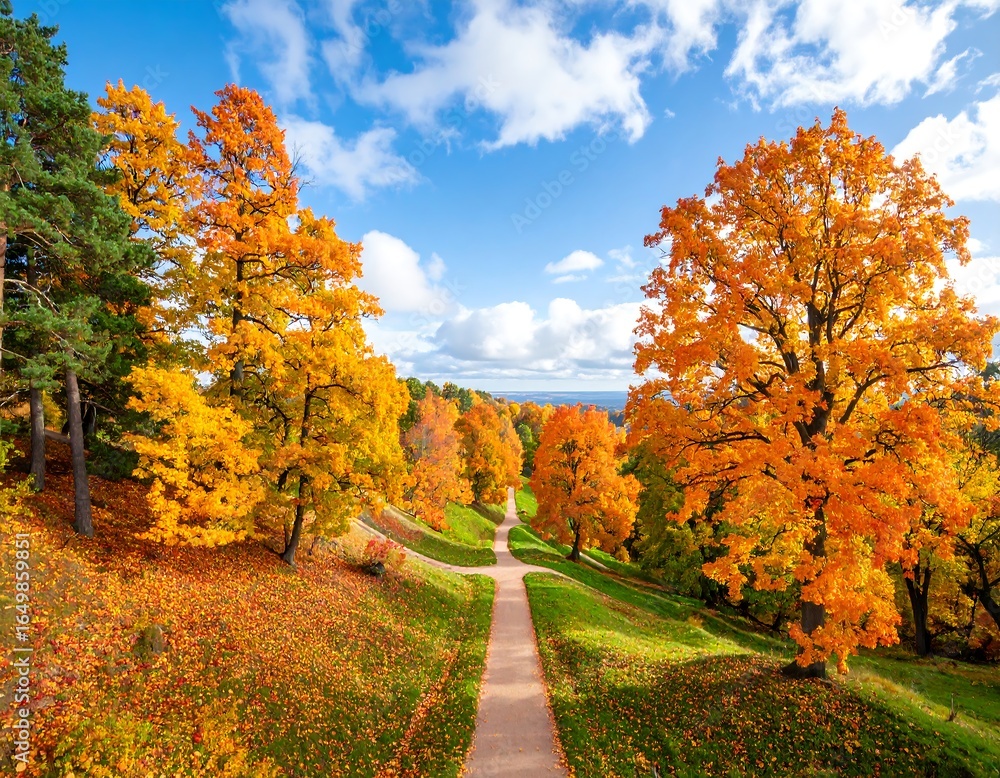 Fototapeta premium Autumnal park pathway (1)