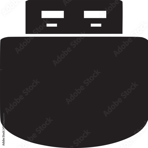 A minimalist black and white illustration of a usb drive on a plain white background simple design