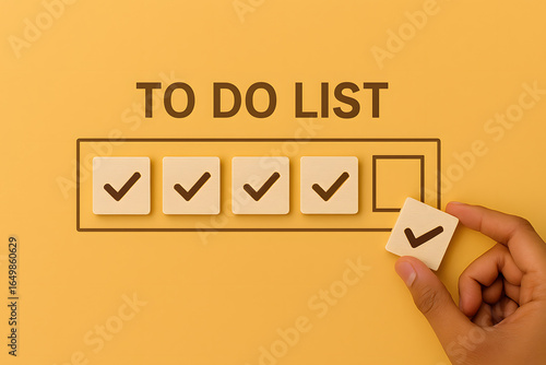 Completing The To Do List: A person completes the to-do list, marking off tasks and signifying productivity and completion of duties.