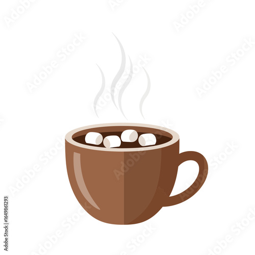 Hot chocolate with marshmallows, a winter cozy beverage