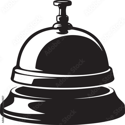 A monochrome illustration of a service bell with a simple design on a white background surface
