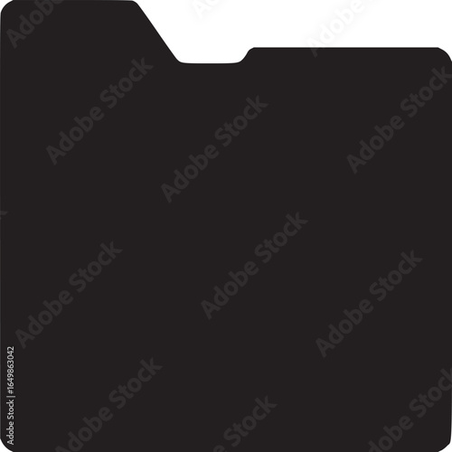A silhouette of a black folder icon against a white background in a simple and modern design style