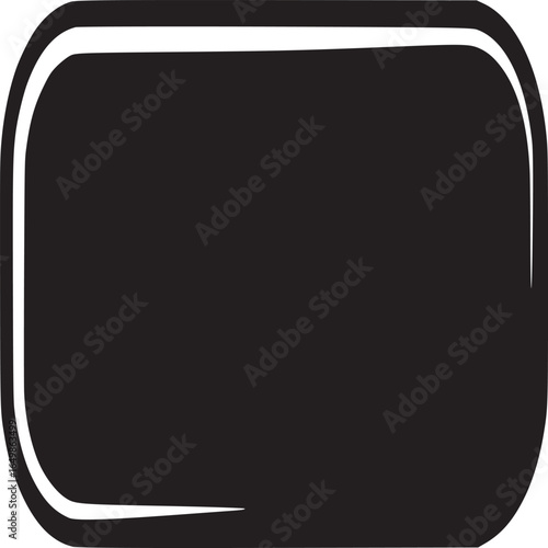 A black rounded rectangle with a white border on a white background in a simple minimalist style