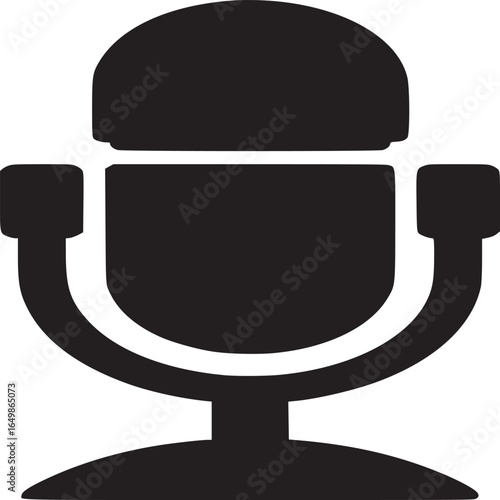A minimalistic black microphone icon with a rounded head and u shaped support on a white background