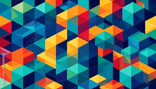 Colorful geometric pattern of overlapping cubes.