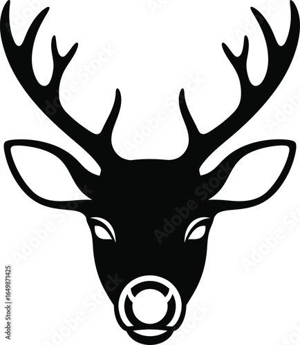 Vector art of deer head with antlers isolated on white background