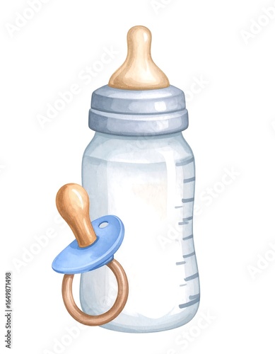 Baby bottle and pacifier illustration (1)